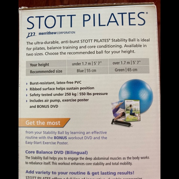 NWOT ball, pump, dvd, exercise poster by Stott Pilates - Picture 3 of 13